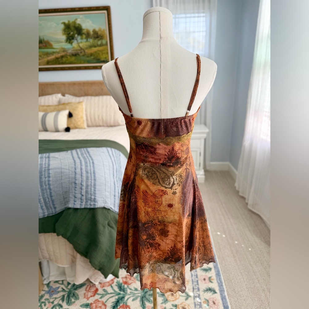 Vintage Rust & Olive Paisley Slip Dress - Picture 5 of 7